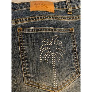 Vtg Lilly Pulitzer Rhinestone Palm Mid Rise Jeans